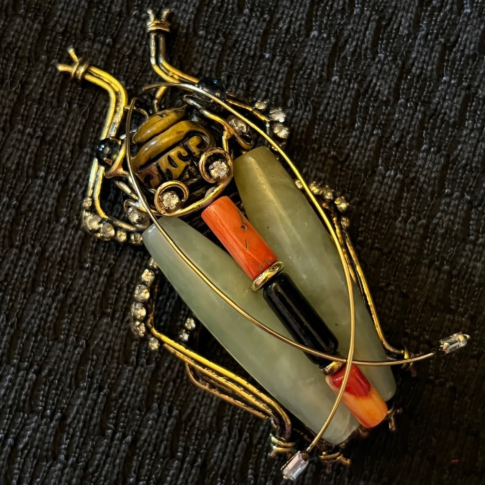 IRADJ MOINI Vintage Large Beetle Bug Insect Brooch Pin Costume Designer Jewelry